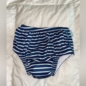 Green Sprouts 12 months striped navy blue swim diaper